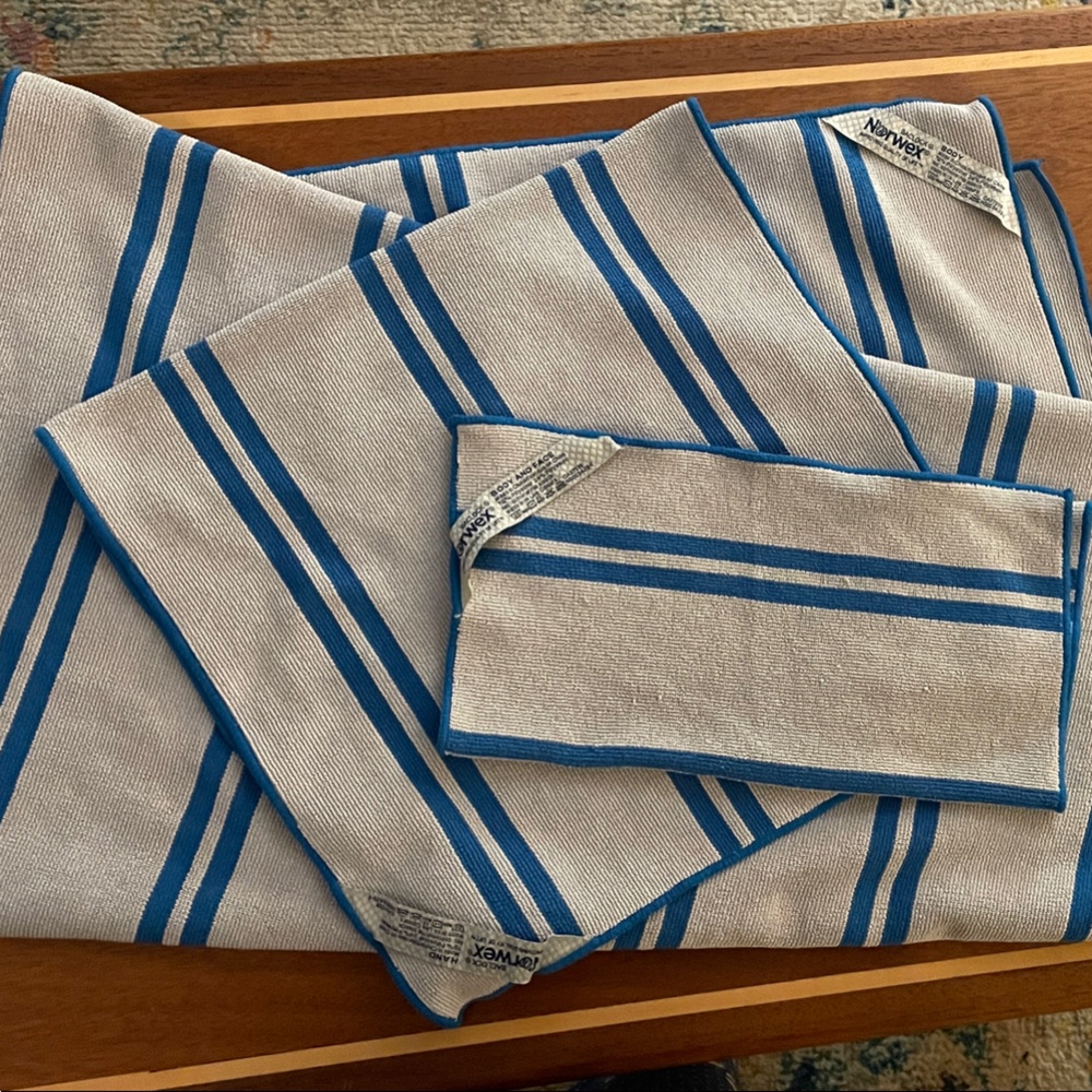 Norwex Blue and Gray Striped Towels